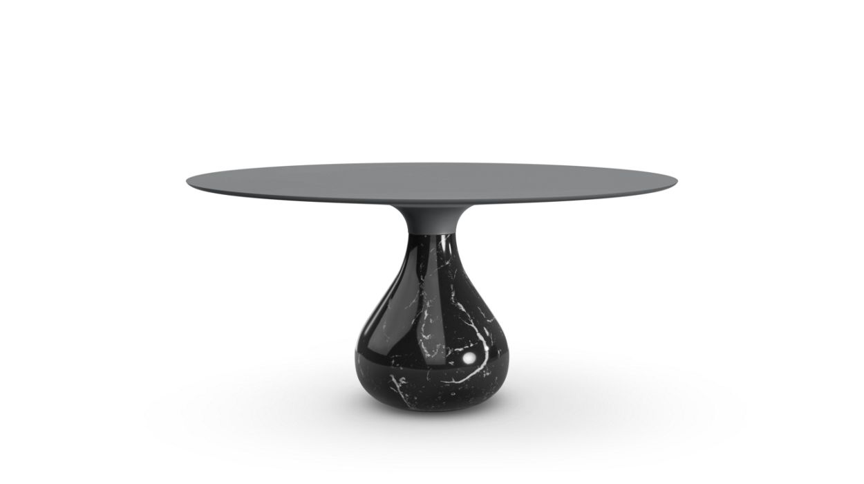 Aqua Round Dining Table by Roche Bobois #H. 75 x ∅. 158 cm/Fenix : Grigio Bromo/glossy marquina