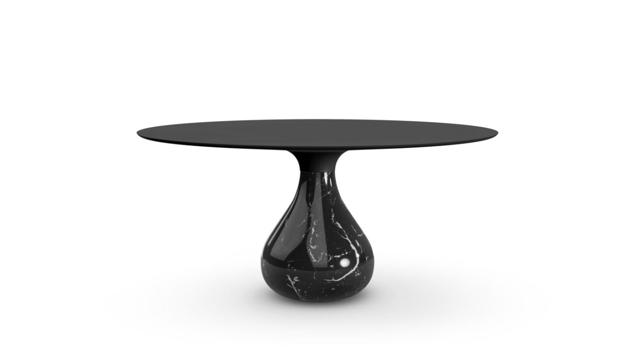 Aqua Round Dining Table by Roche Bobois #H. 75 x ∅. 158 cm/Fenix : Nero/glossy marquina