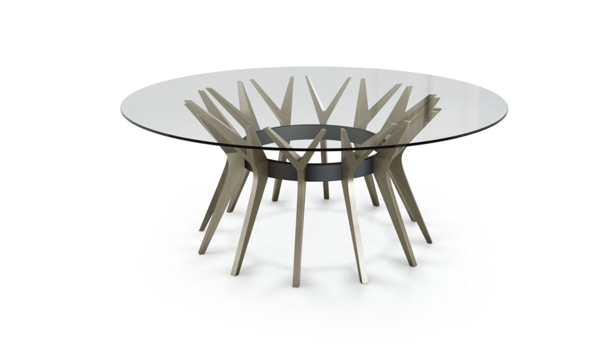 Aster Round Dining Table by Roche Bobois #ø190 / Ash wood : Tourterelle