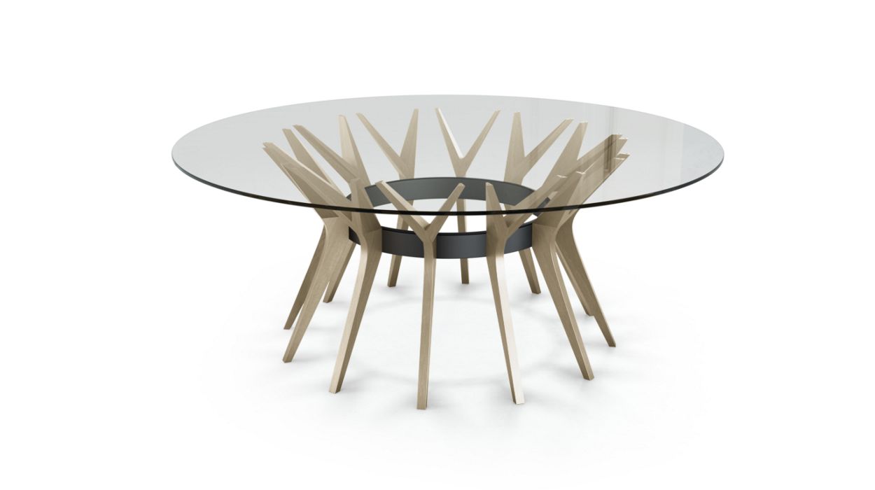 Aster Round Dining Table by Roche Bobois #ø190 / Ash wood : Massif Cendre grey
