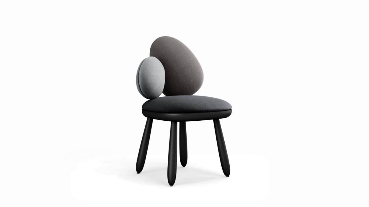 Cairn Chair by Roche Bobois #harmony 3 (grey) / Lacquer : Black