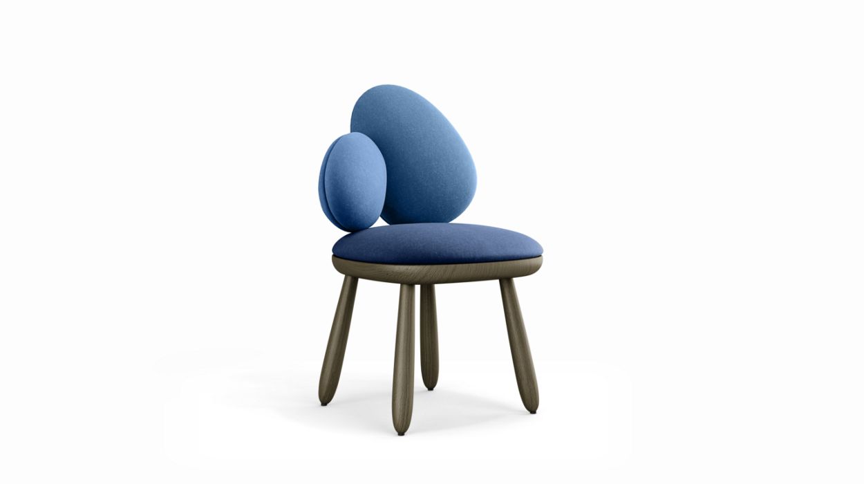 Cairn Chair by Roche Bobois #harmony 4 (blue) / Beech : Moka