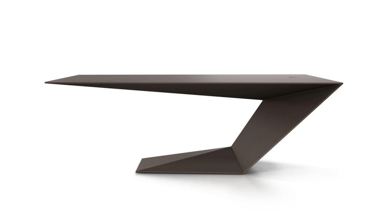 Furtif Large Desk by Roche Bobois #Matte / Tenax lacquer/Brown grey