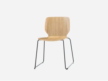 NIM - Stackable sled base wood veneer chair by Inclass