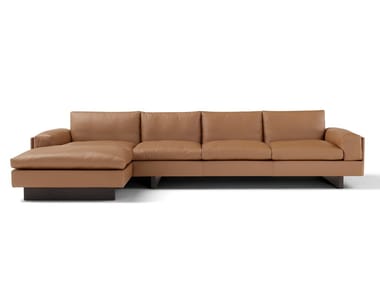 TAU - 4 seater leather sofa with chaise longue by Amura