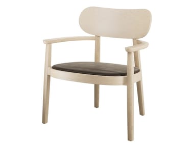 119 SPF - Solid wood easy chair with integrated cushion by Thonet