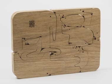 16 ANIMALI - Solid oak wooden puzzle by Danese Milano