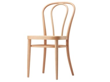 218 M - Solid wood chair with with moulded plywood seat by Thonet