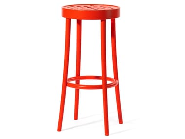 822 - High wooden barstool with footrest by TON