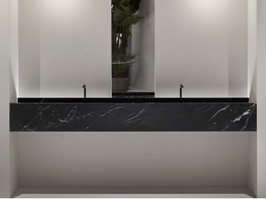 STREET - Rectangular wall-mounted Nero Marquina marble washbasin with integrated countertop by Antonio Lupi Design