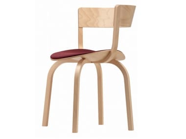 404 SPF - Wooden chair with armrests with integrated cushion by Thonet