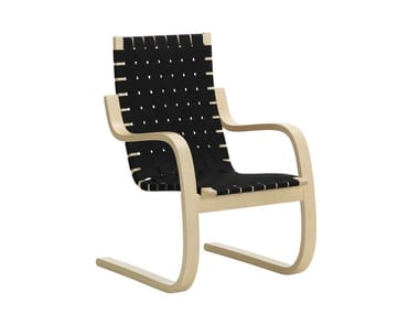 406 - Cantilever wooden armchair with armrests by Artek