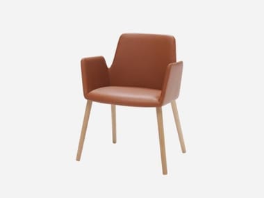 ALTEA - Leather chair with armrests by Inclass