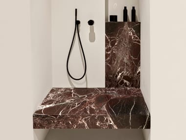 MONOLITI - Rojo Levanto marble bathroom wall shelf / Bathroom bench by Antonio Lupi Design