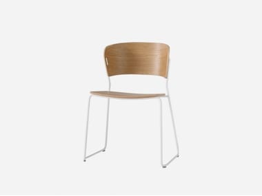 ARC - Sled base stackable wooden chair by Inclass