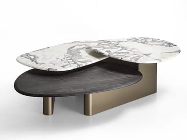 CALLISTO MIX WOOD - Marble and wood coffee table by Porada