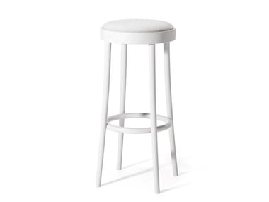 822 - High wooden stool with integrated cushion by TON