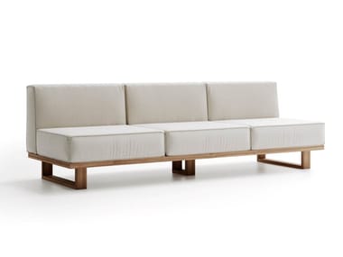 9.ZERO 3S CENTRAL - 3 seater fabric and teak garden sofa by Atmosphera