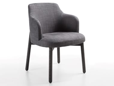 ABBY - Upholstered fabric chair with armrests by Porada