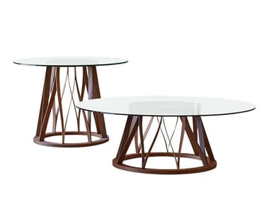 ACCO - Low wood and glass coffee table by Miniforms