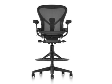 AERON - Swivel office stool with 5-Spoke base with Armrests by Herman Miller