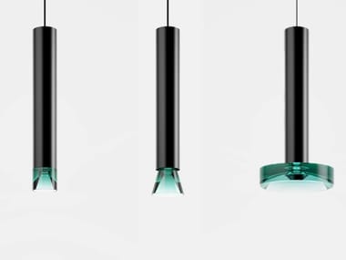 AFTEREIGHT - Glass and aluminium pendant lamp by FontanaArte