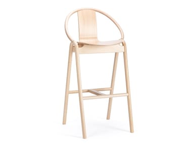 AGAIN - High wooden stool with back by TON