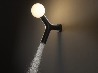 APOLLO 02 - Wall-mounted brass overhead shower with built-in lights by Antonio Lupi Design