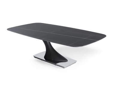 ARCHIMEDE - Extending rectangular Marble glass dining table by Reflex