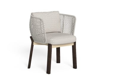 ARGO-WOOD - Upholstered fabric garden chair with armrests by Talenti