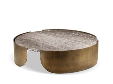 ATENAE - Round marble and metal coffee table by Cantori