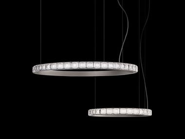 AURA - LED glass and metal pendant lamp with crystals by Italamp
