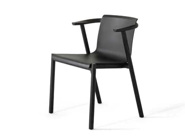 BAI LU - Wooden chair with armrests by Lema