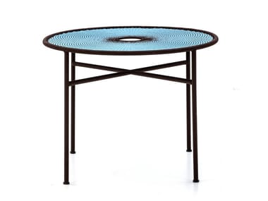 BANJOOLI - Steel and colored polyethylene threads handwoven table by Moroso