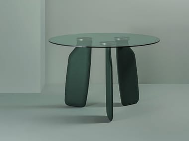BAVARESK ROUND - Round glass dining table by Dante - Goods And Bads