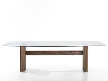 BEAM - Rectangular wood and glass table by Porada