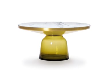 BELL COFFEE TABLE BRASS - Round brass and glass coffee table by Classicon