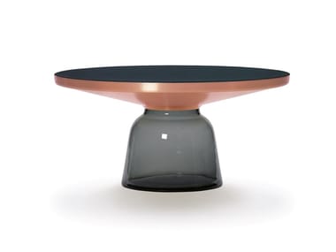 BELL COFFEE TABLE COPPER - Round copper and glass coffee table by Classicon