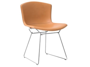 BERTOIA SIDE CHAIR - Sled base upholstered leather chair (Request Info)