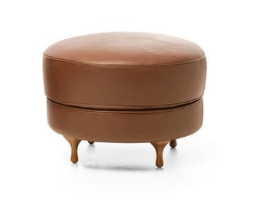 BIG MAMA - Upholstered leather footstool by Moroso