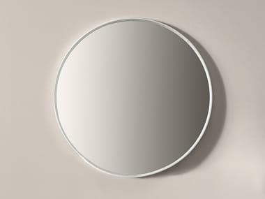 BIRK - Round wall-mounted leather mirror by Meridiani