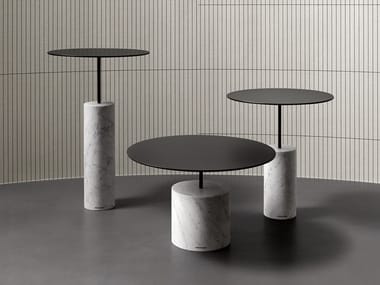 BIVIO - Round marble coffee table for living room by Antonio Lupi Design