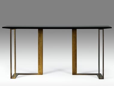 BLACK AND GOLD - Rectangular lacquered console in MDF and metal by Paolo Castelli