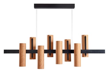 BLACK NOTE KEYS - Wood veneer and metal pendant lamp by LZF