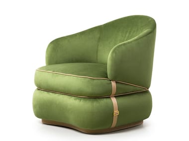 BLOOM - Velvet armchair with armrests by Turri