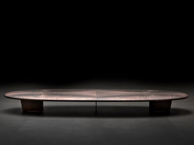 BLOWN OUT - Low oval wooden coffee table by Henge