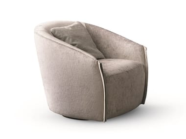 BODO - Swivel leather armchair with armrests by Bonaldo