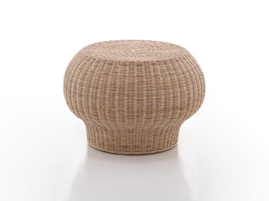 BOLLA 10 - Low round woven wicker coffee table by Gervasoni