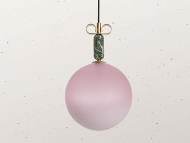 BON TON MARBLE N16 - Marble and glass pendant lamp by Il Fanale