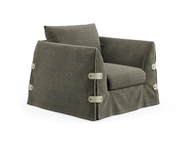 BOTTON UP - Upholstered fabric armchair with armrests by Liu Jo Living Collection